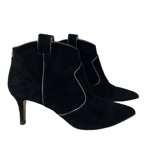 Veronica Beard Lexi Ankle Boots Western Heeled Bootie Black Suede  EU 36 $450 - Picture 2 of 10
